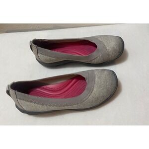 Crocs Women Size 6 Gray Knit Ballet Flats Slip On Comfort Shoes